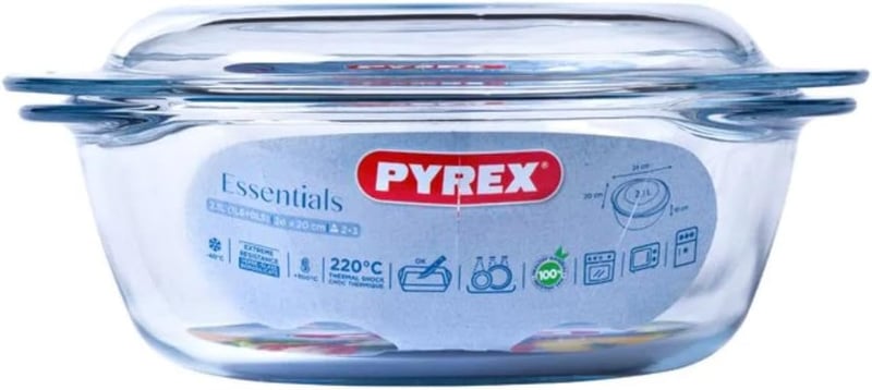 Pyrex ESSENTIALS Boro Sütőtál 1.6L Boroszilikát Üveg Fedővel