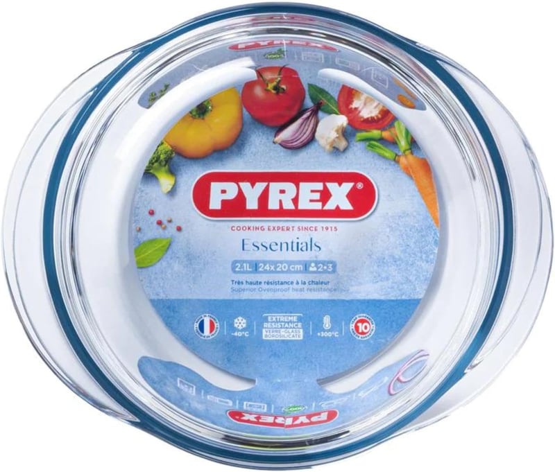 Pyrex ESSENTIALS Boro Sütőtál 1.6L Boroszilikát Üveg Fedővel
