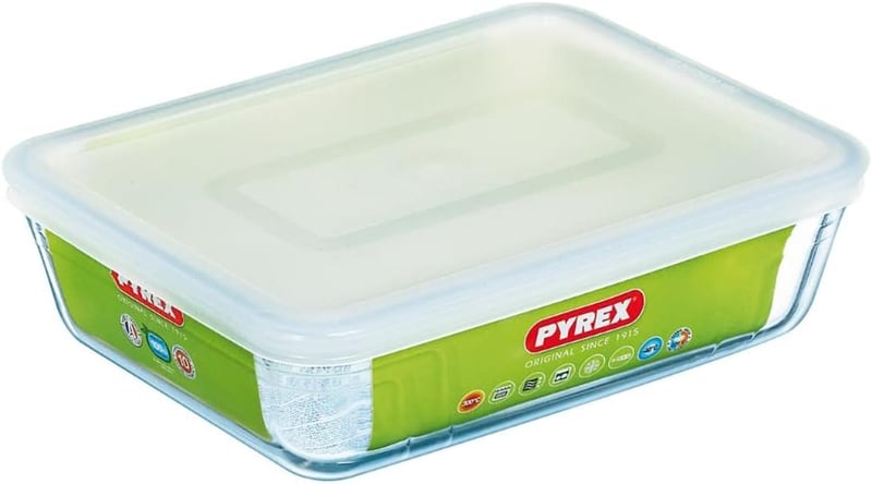 Pyrex Üveg Téglalapú Ételtartó Fedővel 0,8L Átlátszó