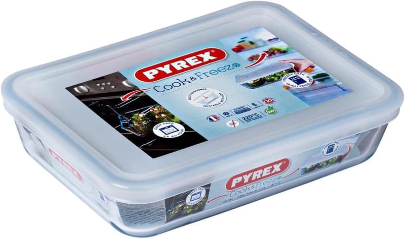 Pyrex Üveg Téglalapú Ételtartó Fedővel 0,8L Átlátszó