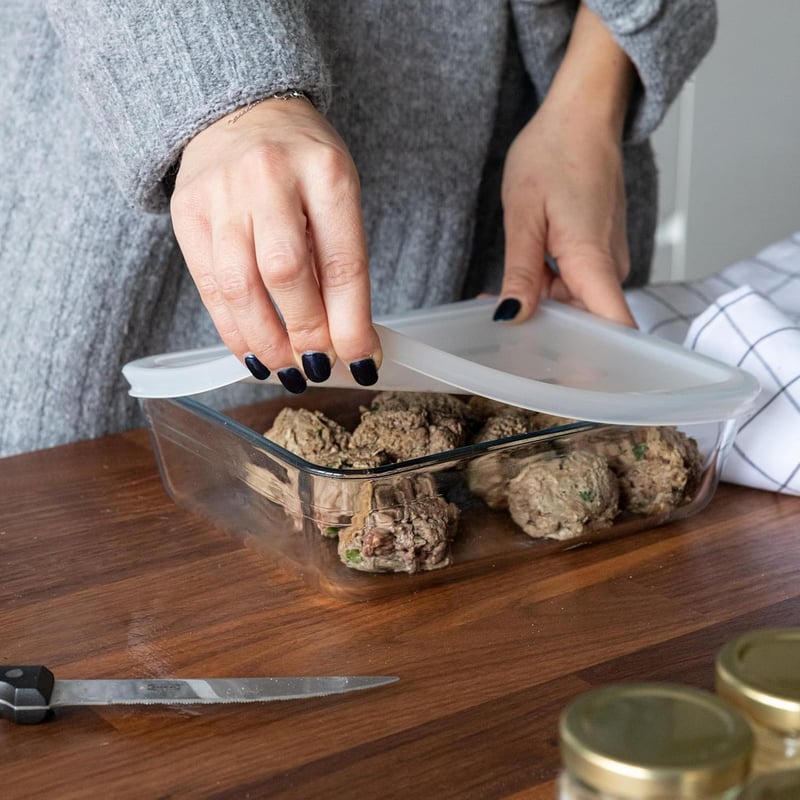 Pyrex Üveg Téglalapú Ételtartó Fedővel 0,8L Átlátszó