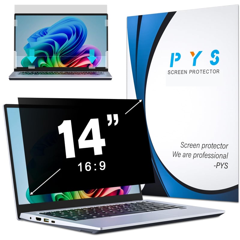 PYS 14-palcová ochranná fólia na obrazovku na ochranu súkromia 16:9 – filter proti nahliadaniu, fólia s ochranou proti modrému svetlu, pre HP/Dell/Acer/Lenovo/ThinkPad/Samsung/ASUS notebooky