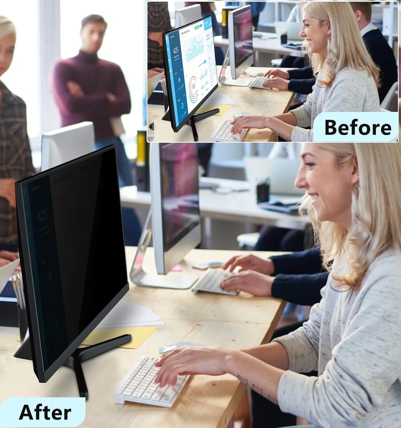 PYS 24 Inch Privacy Film 16:9 Monitor Önműködő Ragasztós Képernyővédő Anti-Glare Kékfény Szűrő