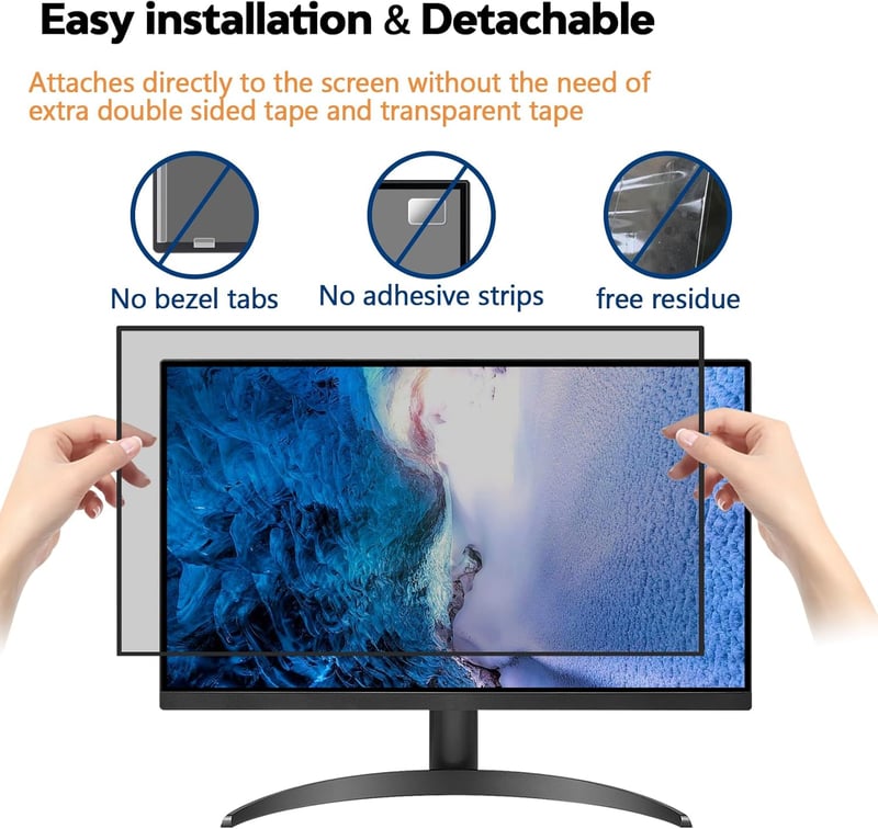 PYS 24 Inch Privacy Film 16:9 Monitor Önműködő Ragasztós Képernyővédő Anti-Glare Kékfény Szűrő