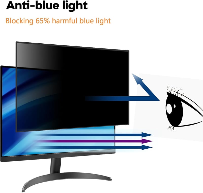 PYS 24 Inch Privacy Film 16:9 Monitor Önműködő Ragasztós Képernyővédő Anti-Glare Kékfény Szűrő
