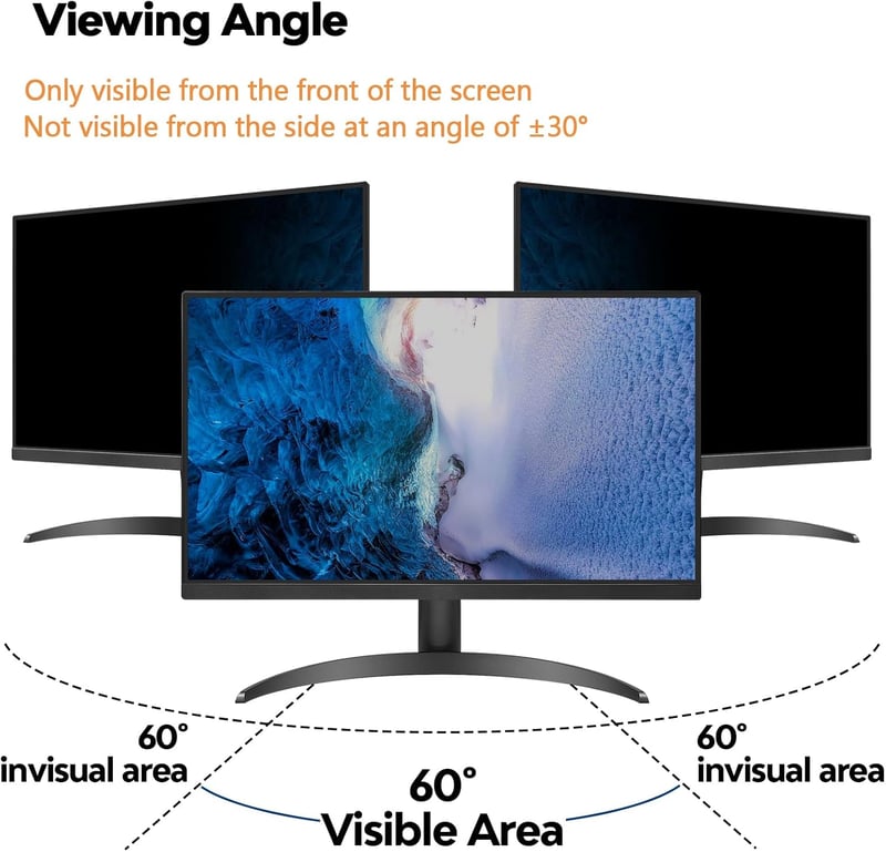 PYS 24 Inch Privacy Film 16:9 Monitor Önműködő Ragasztós Képernyővédő Anti-Glare Kékfény Szűrő
