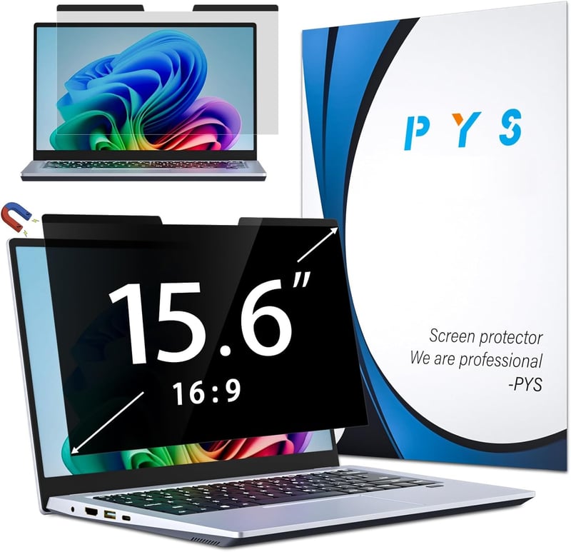 PYS mágneses adatvédő kijelzőszűrő laptophoz, kékfény- és tükröződésgátló - 15,6"