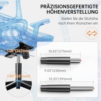 PZDO Gázrugó Irodai Székhez 450kg, 275-395mm Hosszúság, Fekete Magasságállító Pneumatikus Dugattyú, Minőségi Hidraulikus Szék Alkatrész 4