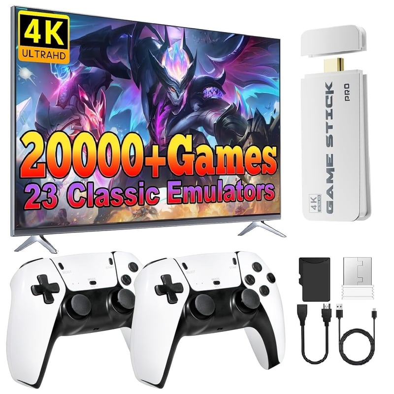 PZNETUE Ultra Max Retro Játékkonzol 21000+ Játékkal 2 Wireless Kontrollerrel HDMI