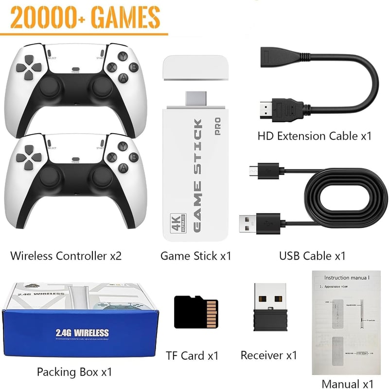PZNETUE Ultra Max Retro Játékkonzol 21000+ Játékkal 2 Wireless Kontrollerrel HDMI