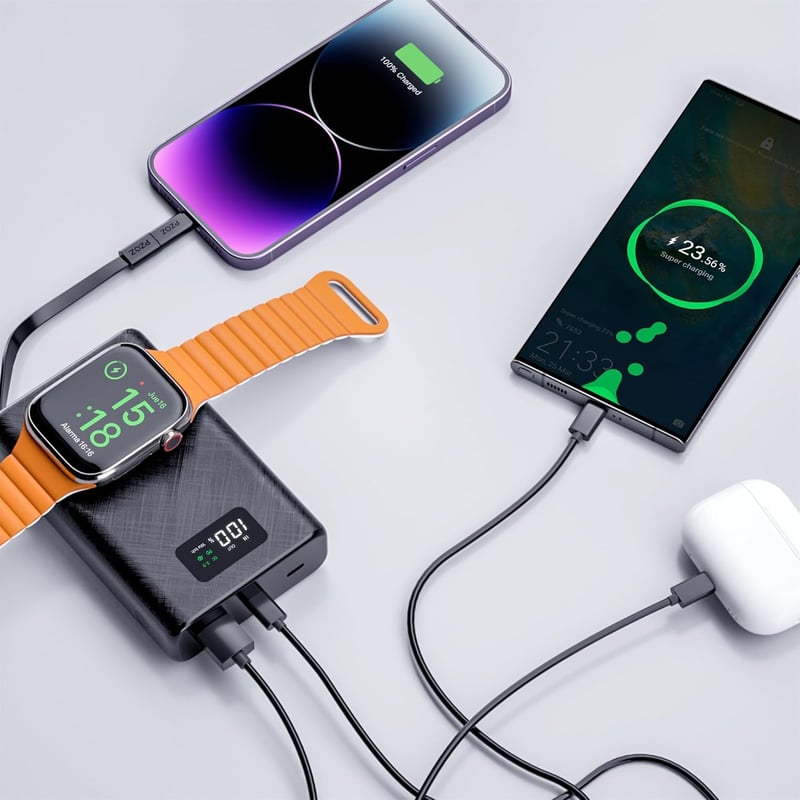 PZOZ 20000 mAh Power Bank 22.5W, iPhone Samsung iPad Drone Switch Gyorstöltés