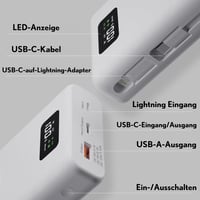 PZOZ 20000 mAh Power Bank 22.5W, iPhone Samsung iPad Drone Switch Gyorstöltés 2