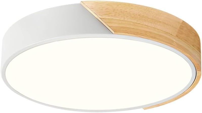 Qamra LED mennyezeti lámpa 30 cm fehér modern fa design nappali hálószoba konyha - 30 cm, White