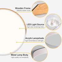 Qamra LED mennyezeti lámpa 30 cm fehér modern fa design nappali hálószoba konyha - 30 cm, White 3