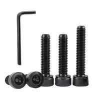 QANCEN 20 buc. șuruburi cu cap cilindric și locaș hexagonal, filet complet, M4x16 mm, negru, inox A2 V2A, cu cheie imbus inclusă 1