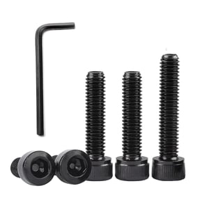 QANCEN 20 buc. șuruburi cu cap cilindric și locaș hexagonal, filet complet, M4x16 mm, negru, inox A2 V2A, cu cheie imbus inclusă