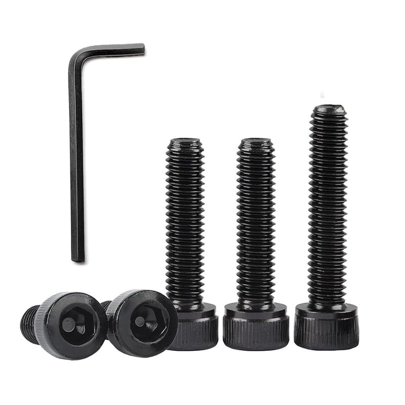 QANCEN 20 buc. șuruburi cu cap cilindric și locaș hexagonal, filet complet, M4x16 mm, negru, inox A2 V2A, cu cheie imbus inclusă