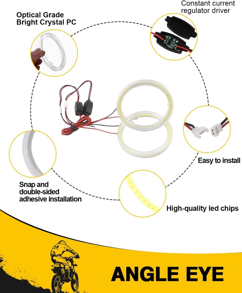 Qasim 100MM 72SMD COB LED Halo Ring Angel Eyes fényszóró 12V 24V