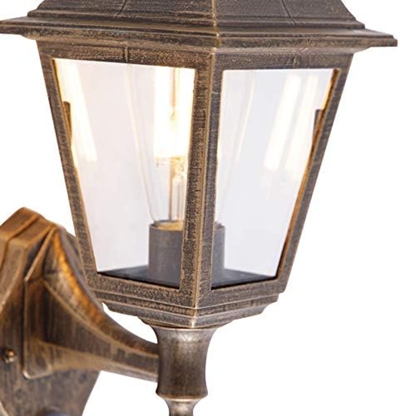 Qazqa Classic Antique arany kültéri fali lámpa mozgásérzékelővel IP44