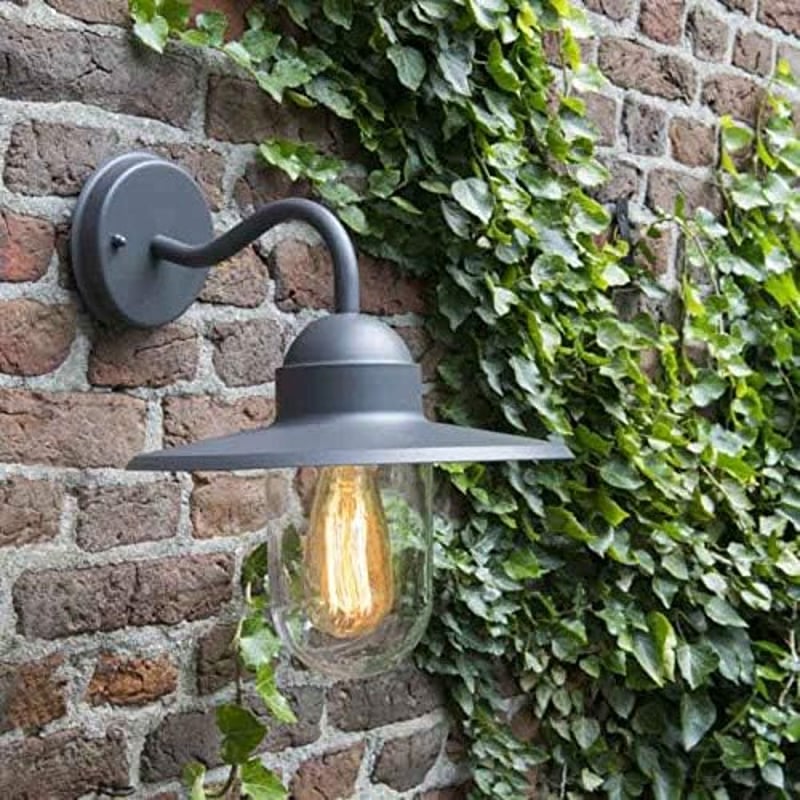 Qazqa Country House Vintage Kültéri Fali Lámpa Antracit IP44 LED E27