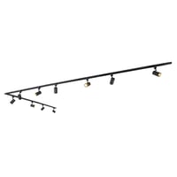 QAZQA Moderni crni sustav šina s 10 reflektora - GU10 grlo, mogućnost prigušivanja, 500 cm, aluminij, unutarnja rasvjeta za dnevni boravak, kuhinju, spavaću sobu 1