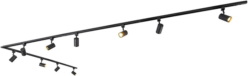 QAZQA Sistem modern de șină negru cu 10 spoturi - Soclu GU10, Dimabil, 500 cm, Aluminiu, Iluminat Interior pentru Living, Bucătărie, Dormitor