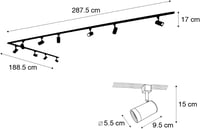 QAZQA Sistem modern de șină negru cu 10 spoturi - Soclu GU10, Dimabil, 500 cm, Aluminiu, Iluminat Interior pentru Living, Bucătărie, Dormitor 4