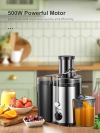 QCen Centrifugális Gyümölcsprés 500W Rozsdamentes Acél Gyors Lédús Zöldség Gyümölcs Préselt 6