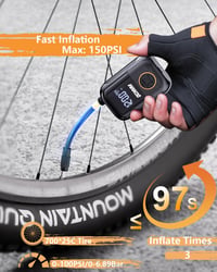QCHMM Hordozható Elektromos Kerékpárpumpa 120 PSI - Nyomásmérővel, Presta és Schrader Szelepekhez, Újratölthető Akkumulátorral, Országúti és 2