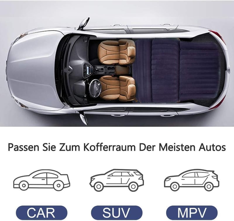 QDH Autós Felfújható Matrac SUV Hátsó Üléshez Utazáshoz Kempinghez Fekete - Blue