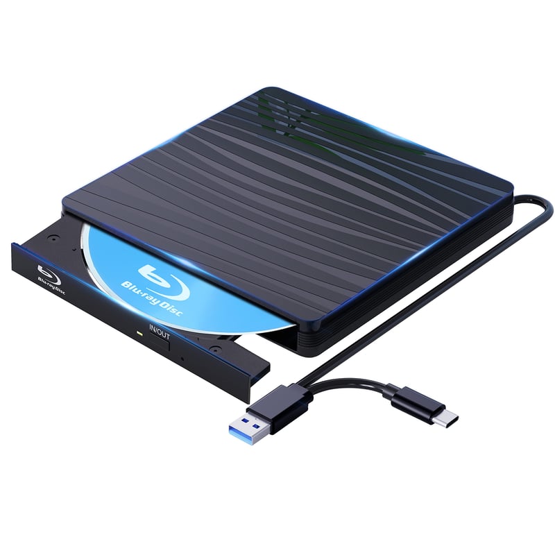 Unitate Blu-Ray externă QDSYLQ 50G, Type-C și USB 3.0, HD 1080P, compatibilă cu Laptop, PC și Mac, suport pentru Windows 11/10/8/7/XP/Linux/MacOS