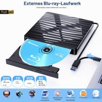 Unitate Blu-Ray externă QDSYLQ 50G, Type-C și USB 3.0, HD 1080P, compatibilă cu Laptop, PC și Mac, suport pentru Windows 11/10/8/7/XP/Linux/MacOS 5