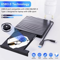 QDSYLQ Externá DVD mechanika USB 3.0 a Type-C, tenká prenosná CD DVD +/-RW napaľovačka a čítačka pre notebook, PC, MacBook a systémy Windows 11/10/8/7/XP/Linux/MacOS 4