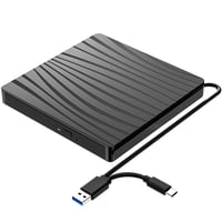 QDSYLQ Externá DVD mechanika USB 3.0 a Type-C, tenká prenosná CD DVD +/-RW napaľovačka a čítačka pre notebook, PC, MacBook a systémy Windows 11/10/8/7/XP/Linux/MacOS 1