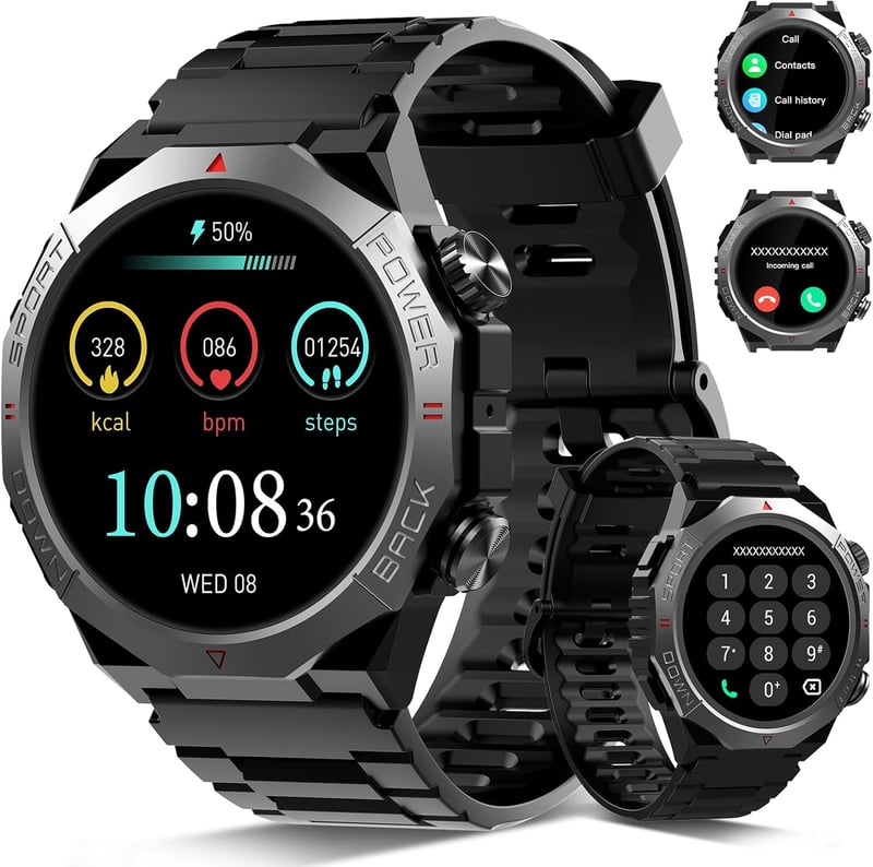 Qecnato Katonai Okosóra 1.39" HD Kijelző Fitness Sportóra 110+ Sportmód IP68 Vízálló 30 Nap Akkumulátor