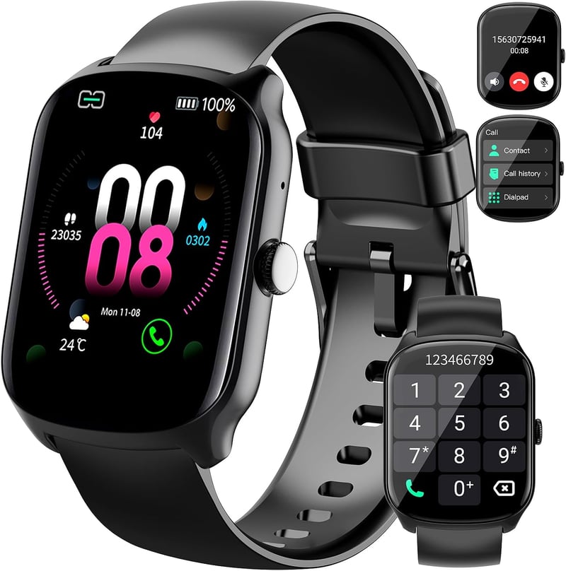 Qecnato okosóra 1,95" HD ívelt kijelzővel, Bluetooth hívással, IP68 - uniszex, Android/iOS