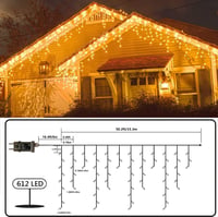 Qedertek 432 LED Jégcsap Függöny Fehér, 10,8m Karácsonyi Kültéri Világítás Távirányítóval 4
