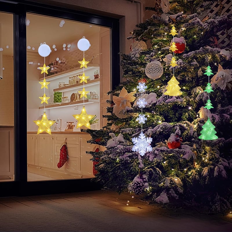 Qedertek Karácsonyi Csillag Fényfüzér 2db Timer Funkcióval Meleg Fehér LED