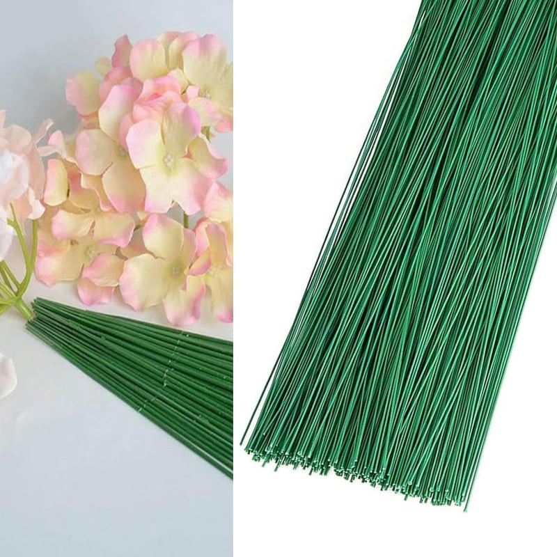 QEEROYO 100 db Virágdrót Zöld 30 cm Floriszt Szár Kézműves Csokor Készítéshez