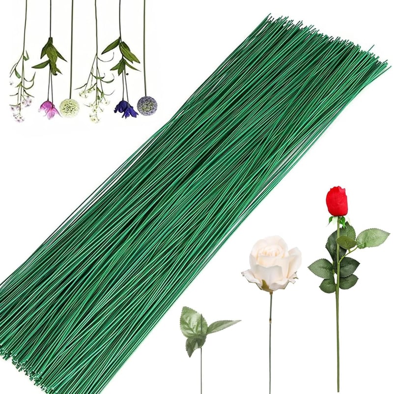 QEEROYO 100 db Virágdrót Zöld 30 cm Floriszt Szár Kézműves Csokor Készítéshez