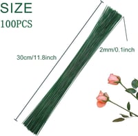 QEEROYO 100 db Virágdrót Zöld 30 cm Floriszt Szár Kézműves Csokor Készítéshez 2