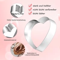 QEEYON Set kalupa za torte u obliku srca – 3 komada kalupa od nehrđajućeg čelika za kekse i tortu na kat, 4, 6 i 8 inča, srebrni 3