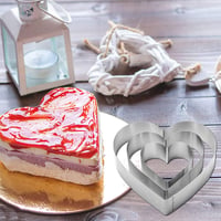 QEEYON Set kalupa za torte u obliku srca – 3 komada kalupa od nehrđajućeg čelika za kekse i tortu na kat, 4, 6 i 8 inča, srebrni 7