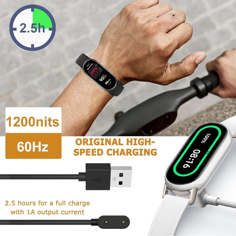 QEINZOY Huawei Watch Fit 3/Fit 2 töltőkábel 100cm fekete Honor Band 9/8/7 kompatibilis