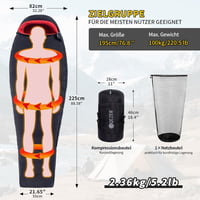 QEZER 650-es lúddaun téli hálózsák -30°C-ig, kempingezéshez és hegymászáshoz 2