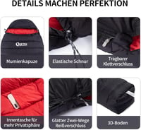 QEZER 650-es lúddaun téli hálózsák -30°C-ig, kempingezéshez és hegymászáshoz 6