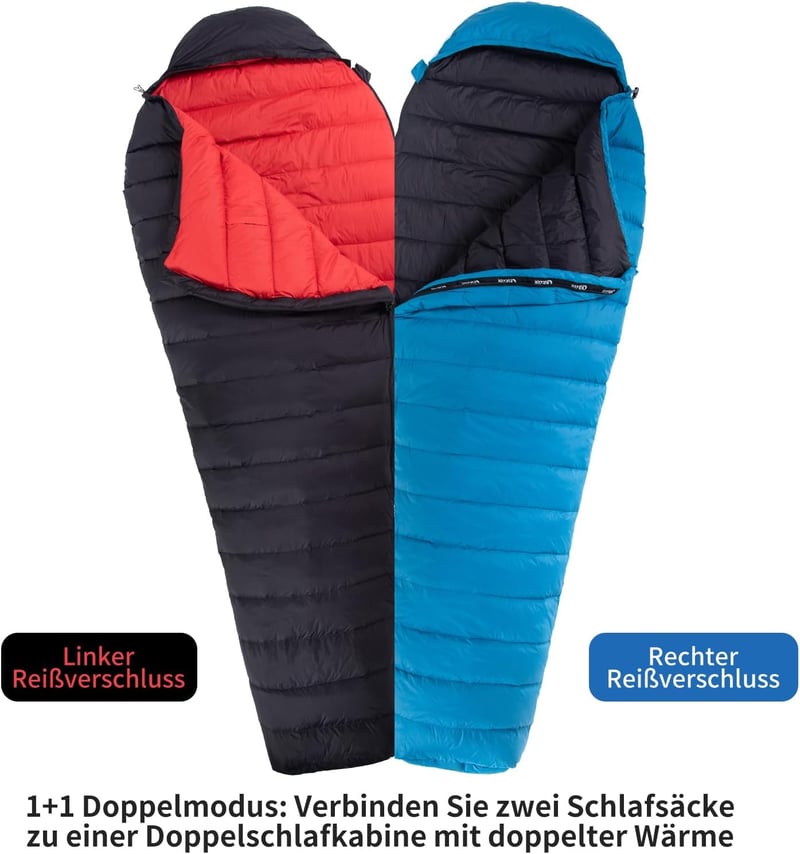 QEZER 650-es lúddaun téli hálózsák -30°C-ig, kempingezéshez és hegymászáshoz