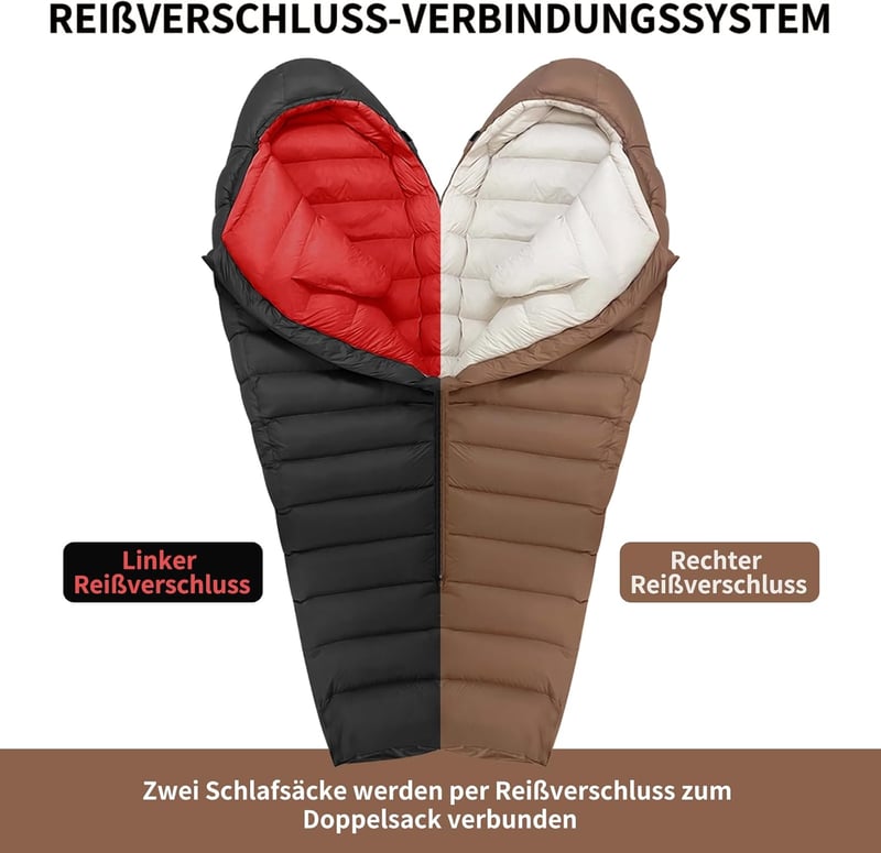 QEZER 650-es lúddaun téli hálózsák -30°C-ig, kempingezéshez és hegymászáshoz