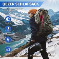 QEZER Könnyű pehely hálózsák télre 0°C és -23°C között, sötétkék, 4 évszak, felnőtteknek és gyerekeknek, kempinghez és beltérre 7