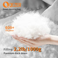Sac de dormit de iarnă cu puf QEZER, formă dreptunghiulară, 4 anotimpuri, ușor, 1180 g - 1860 g, pentru adulți și copii, ideal pentru camping și drumeții 4